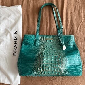 Brahmin Emerald Croc-Embossed Leather Tote